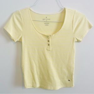 AE Yellow Button Crop Top